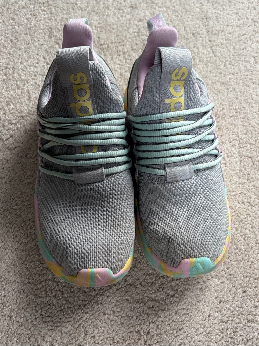 Adidas Lite Racer Adapt Girls Size 4.5Y Gray Running Athletic Shoes Sneakers